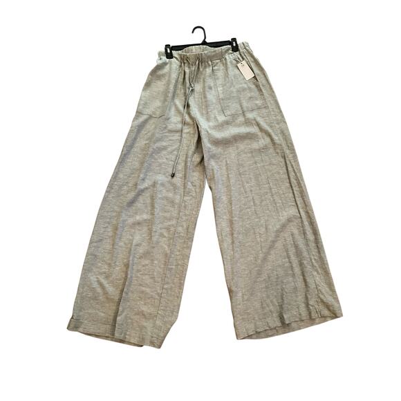 Cable & Gauge Studio Linen Blend Wide Leg Pants Pull-On Gray Womens Size L NWT - Picture 3 of 6